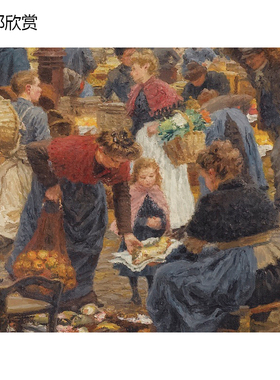法国城市风俗风景油画餐厅装饰画