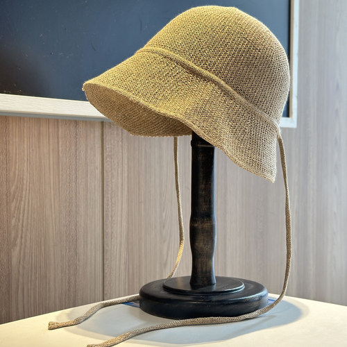 极简风针织蝴蝶结绑带渔夫帽子女春夏新款百搭显脸小出游遮阳帽 - 图1