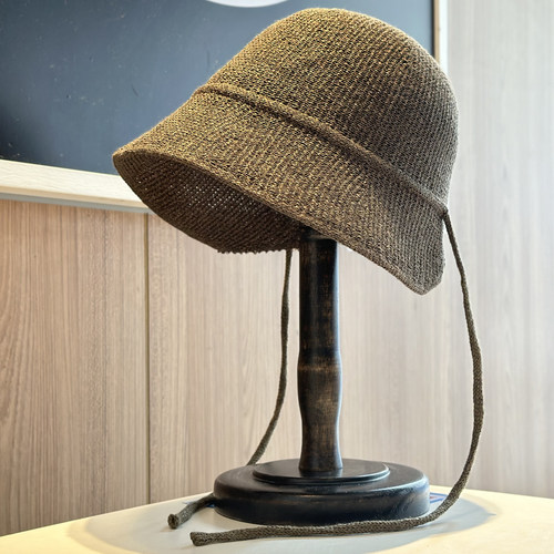 极简风针织蝴蝶结绑带渔夫帽子女春夏新款百搭显脸小出游遮阳帽 - 图2