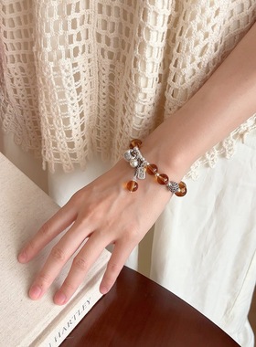 招财纳福黄水晶手链S925纯银女福袋转运珠气质手串高级感新中式