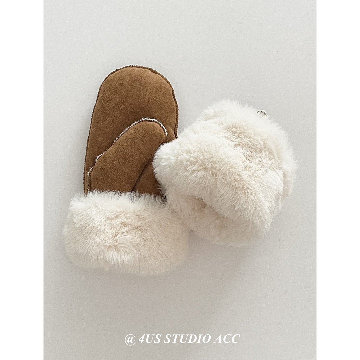 加绒加厚栗子色秋冬季连指手套女户外骑行防风滑雪皮毛一体手套,淘宝优惠券,粉丝福利购,淘宝优惠卷