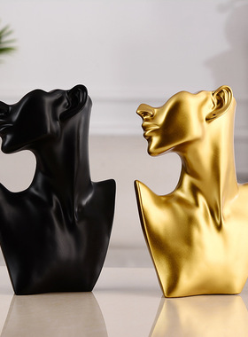 树脂工艺品耳环项链吊坠人像展示台道具珠宝首饰陈列拍摄摆件