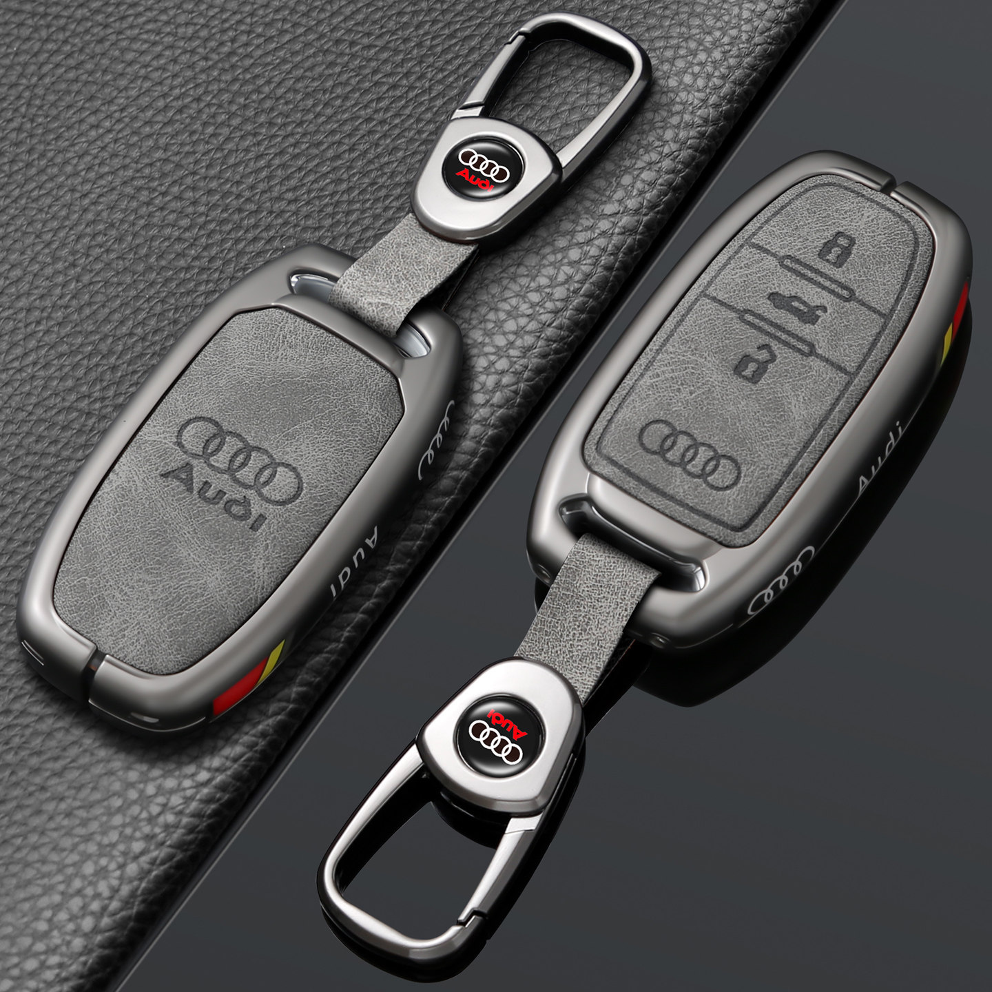 老款奥迪钥匙套A6/A6L汽车Q2L/Q3/Q5/A3/A5/A7/A8/A4L/S5/S6包扣 - 图0
