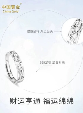 足银招财貔貅戒指男款纯银偏财戒指高级感生日礼物送男友