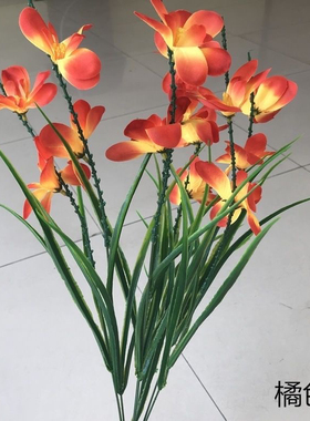 仿真花马兰花塑料花兰花假花假草栅栏花手工花装饰花7杈大玉兰