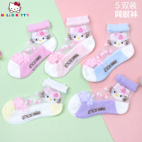 Hello kitty, детские летние носки, тонкие стеклянные дышащие колготки