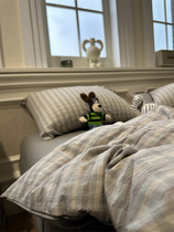 ins minimalist day style grey checkered bed four pieces all cotton 1 5m1 8 m student apartment covered with three sets