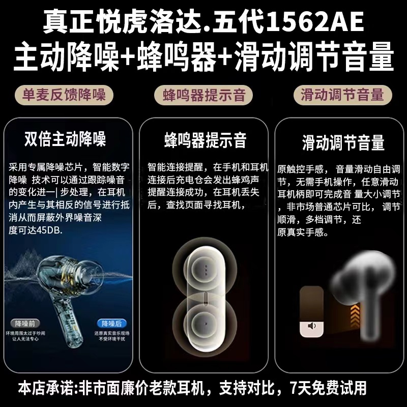 悦虎1562AE洛达华强北pro2五代蓝牙耳机二四代A/E三代5代顶配降噪 - 图0