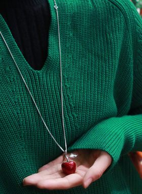 琦凡复古高级感S925银珐琅彩工艺可打开立体苹果吊坠新年限定礼物