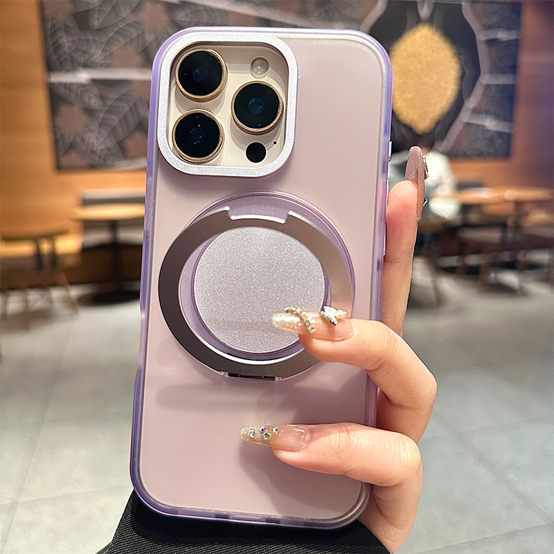 酷图适用苹果15promax手机壳磁吸360支架新款iphone16Pro保护套创意全包防摔13高级感男女超薄14Pro磨砂紫16 - 图0