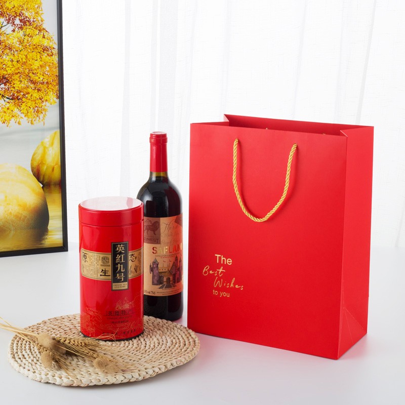 大红中秋节礼物礼盒纸袋喜庆大号春节年货生日礼品手提纸袋礼袋