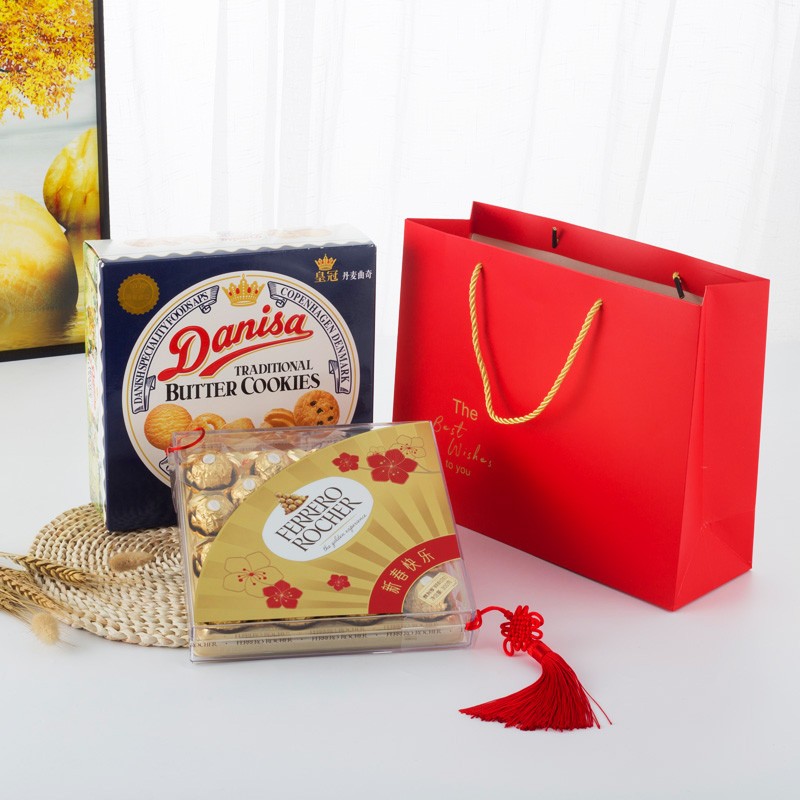 大红中秋节礼物礼盒纸袋喜庆大号春节年货生日礼品手提纸袋礼袋