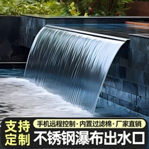 Stainless Steel Waterfall Water Outlet Courtyard Garden Fake Mountain Flowing Water Wall Water Wall Water View Flow Sink Fish Pool Building