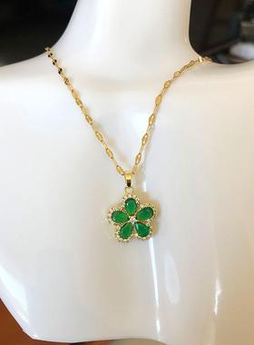 钛钢精致百搭五叶草吊坠项链