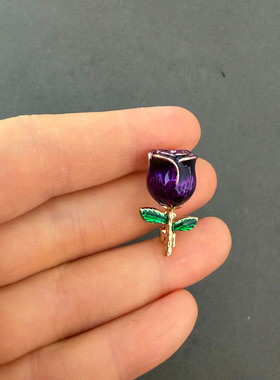 小尺寸紫色玫瑰花胸针女金属立体造型小清新配饰
