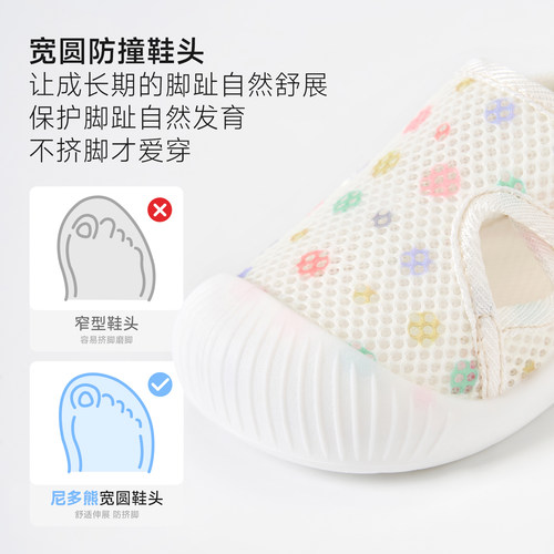 尼多熊婴儿地板鞋夏季薄款透气家居室内防滑学步鞋袜宝宝鞋袜步前 - 图1