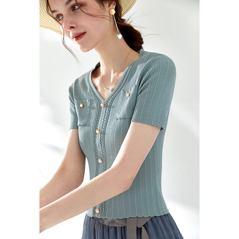 冰丝小衫薄款2020新款显瘦短款t恤 领潮羊T恤