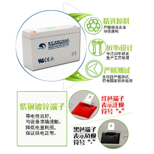 赛特BT-6M10AC童车蓄电池6V10Ah 20HR大容量吊称电子称电子秤电池 - 图1