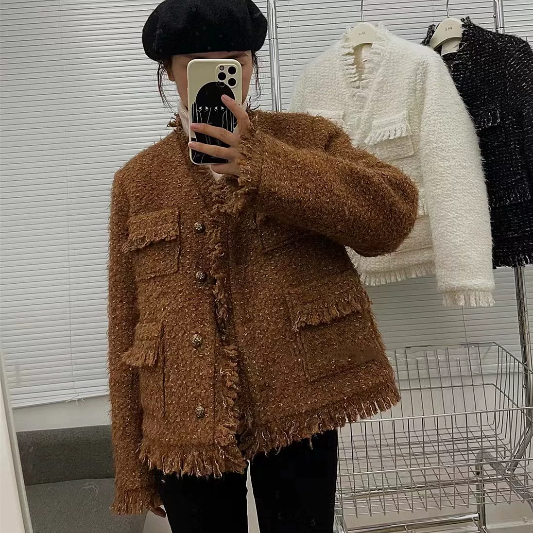 Короткая шерстяная демисезонная куртка, стеганое пальто, стиль Chanel, городской стиль, увеличенная толщина