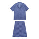 Stars and Dots ~ ສະໄຕລ໌ຮົງກົງ retro printed versatile shirt + A-line skirt high waist slimming short skirt summer new style for women