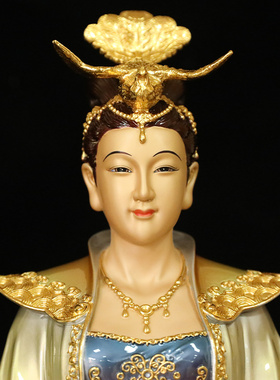 纯手工珐琅彩女娲娘娘神像家用