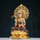 Taiwan lacquer line carved pure copper Guanyin Bodhisattva statue for home worship of Nanhai Guanyin Bodhisattva sitting statue living room decoration
