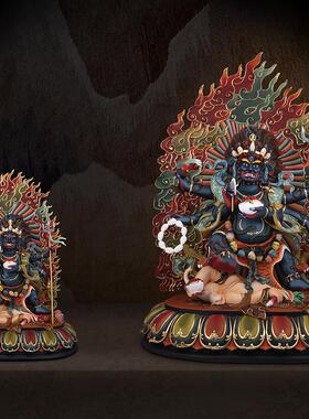 台湾博古彩六臂大黑天铜像摆件