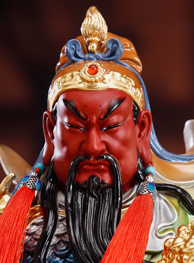 铜立刀关公神像供奉文武关公坐像
