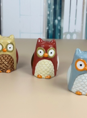外贸出口创意礼品陶瓷调味瓶生活实用手绘猫头鹰调料罐胡椒粉瓶