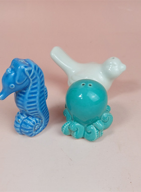 手绘可爱餐具海马章鱼小鸟调料瓶