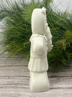 外贸出口陶瓷挂件白膜手绘可爱雪人造型家用工艺装饰品摆件