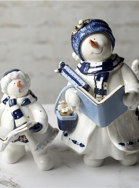 雅致手绘描金看书企鹅乔迁装饰品