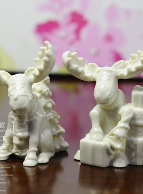 外贸陶瓷lenox莱诺克斯白膜个性麋鹿造型设计圣诞节胡椒粉调料瓶