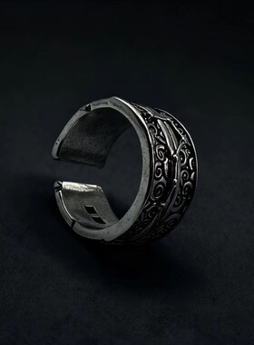 原创设计北斗七星戒指复古花纹卷纹交织机械元素个性小众独特指环