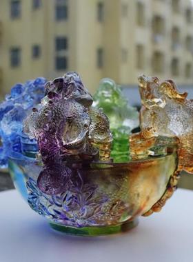 古法琉璃聚财家居四方金蟾吉祥物