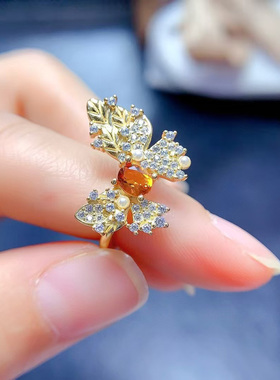 天然黄水晶戒指女转运招财旺夫