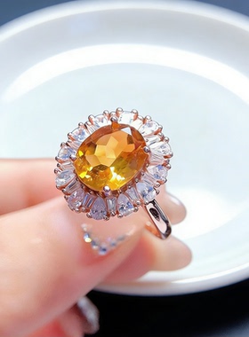 先鉴后发天然黄水晶戒女轻奢小众