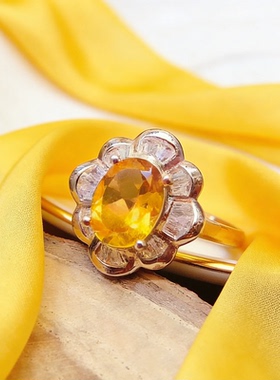 轻奢925银镶钻花朵开口戒指女