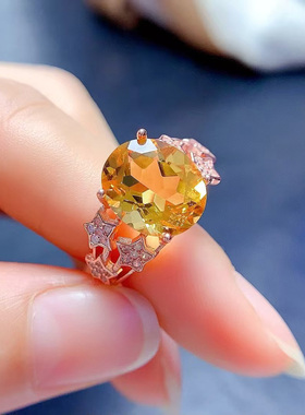 925银黄水晶戒指女日韩星星新年