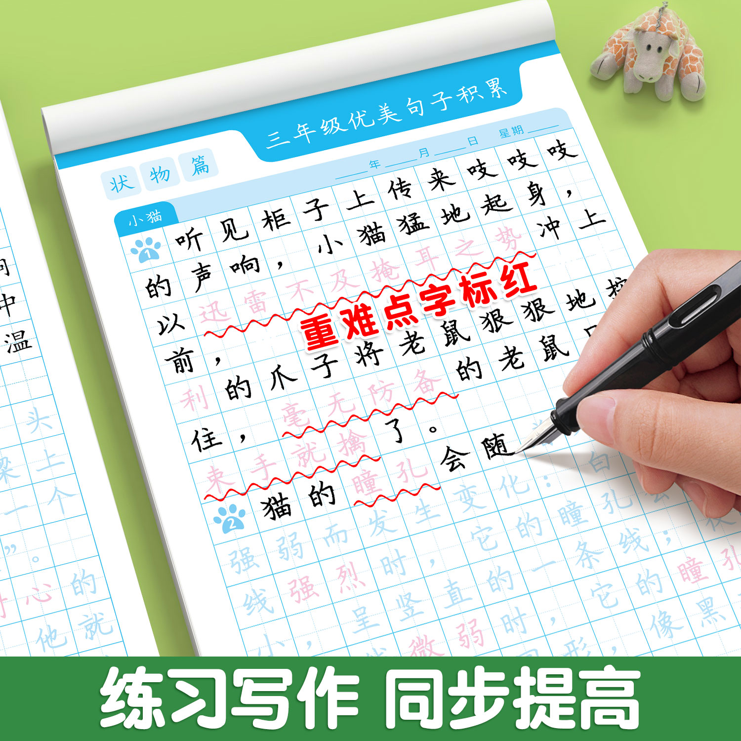 优美句子积累字帖大全小学生专用练字帖每日一练好词好句好段正楷三四年级上册60天句段篇五六语文钢笔楷书硬笔书法同步练字本摘抄-图2