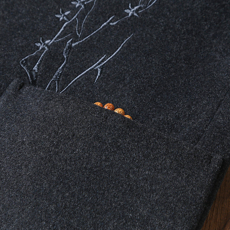 高端羊毛呢唐装男冬季中山装棉袄 蓝吉奥民族服装