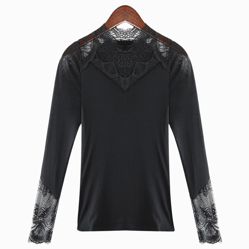 蕾丝2020春秋新款网纱百搭长袖t恤 摩登美眉T恤