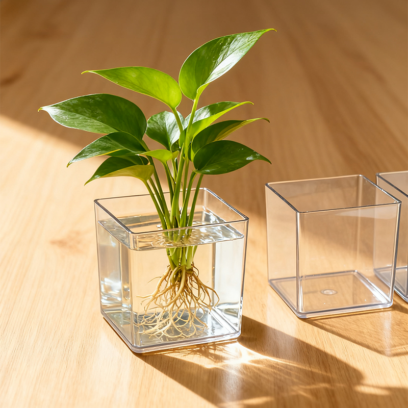 透明方形水培器皿多肉小鱼缸铜钱草绿植造型桌面收纳亚克力花瓶,淘宝优惠券,粉丝福利购,淘宝优惠卷