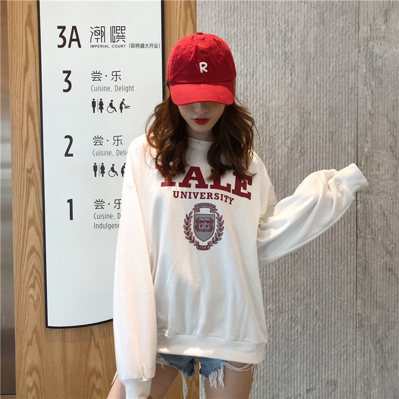 2022网红春装上衣白色长袖t恤女ins宽松洋气百搭打底衫女外穿白体