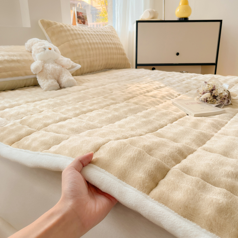 保暖兔毛绒珊瑚绒床褥垫软垫秋冬加厚防滑床铺垫褥家用卧室学生毯