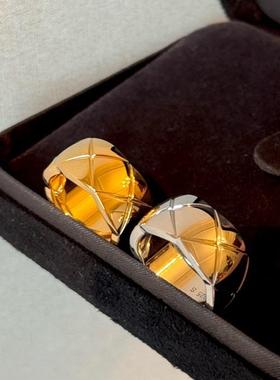 s925纯银精工高级感香香风宽版菱格戒指菱形格指环戒指CNC工艺