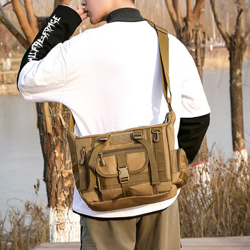 Outdoor MOLLE Camouflage Shoulder Bag Men's Computer Bag 14-inch Casual Large Crossbody Bag IPAD Men's Bag A4 School Bag