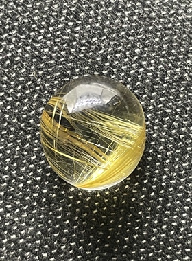 天然金发晶戒指面 纯净体发晶裸石饰品 消磁能量足 男女款可镶嵌