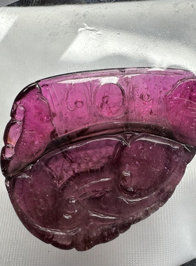 鸽子血红碧玺雕刻件凤凰 招财好运增强活力的功效 高能量强大宝石