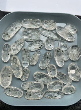 海藻发俏色点缀雕刻件 天然白水晶挂件饰品 年年有余水晶宝石女款